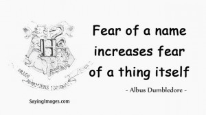 Fear of a name increases fear of a thing itself – Albus Dumbledore