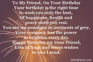 to my friend on your birthday your birthday is the right time to wish ...