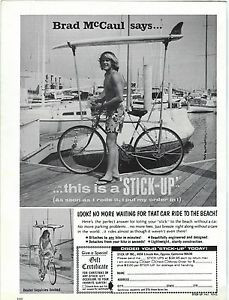 1971 Bruce McCall Bike Surfboard Rack Ad Stick Up