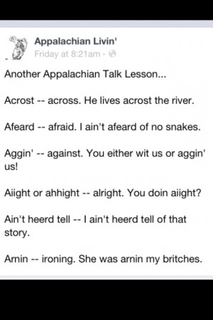 Appalachian Vocabulary Lesson!