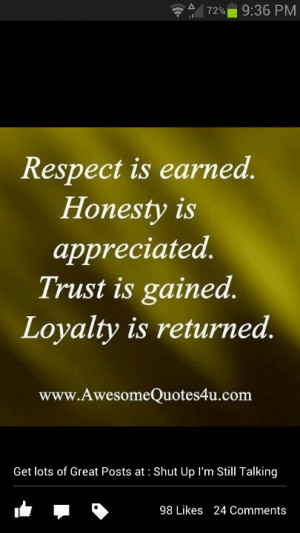 Respect, honesty, trust and loyalty