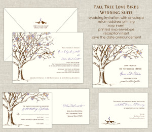 Fall Tree Love Birds Wedding Invitation, Wedding Invites, Tree Wedding ...