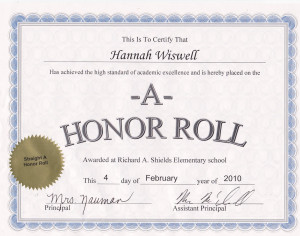 Honor Roll Student Jaynie...