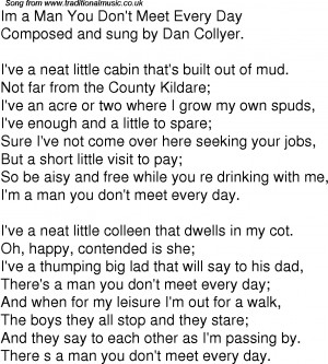 American Old Time Song Lyrics: 02 I'm A Man You Don't Meet Every Day