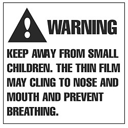 Poly Bag Suffocation Warning Labels For