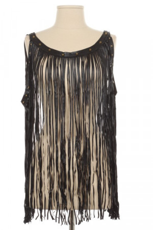 FAUX LEATEHER FRINGE TOP
