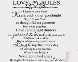 LOVE RULES VInyl Wall Lettering Say ings Quote Couples Anniversary ...