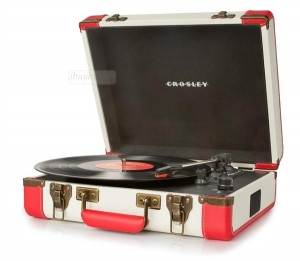 ... CR6019A-RE Executive Turntable White/Red Portable Record Player NEW