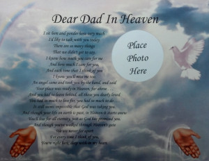 Details about DEAR DAD IN HEAVEN POEM MEMORIAL GIFT FOR LOSS OF A ...
