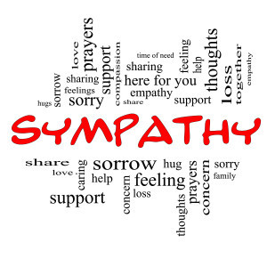 Sympathy Word Cloud Concept in Red Caps