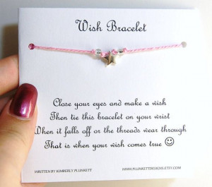 Wish bracelet poem. Just a record card with the poem written on and 2 ...