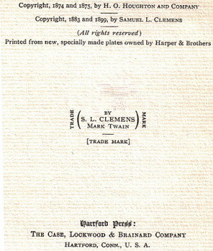 Copyright page printed on the back of the title page features the Mark ...