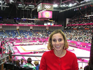 Kerri Strug watching gymnastics at the London Olympics