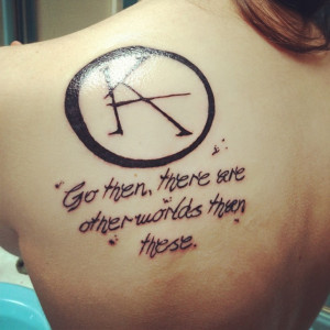 Cool Quotes Tattoo Design for Women on Black Shoulder