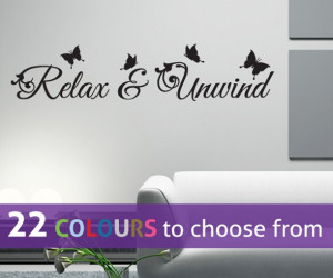 RELAX and UNWIND quote and butterflies wall sticker decal art
