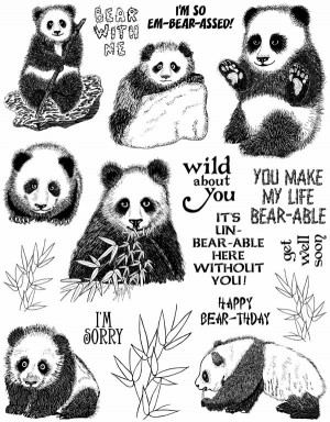 Panda Bears Unmounted Rubber Stamp Sheet