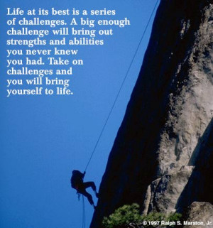 Life at its best is a series of challenges ~ Challenge Quote