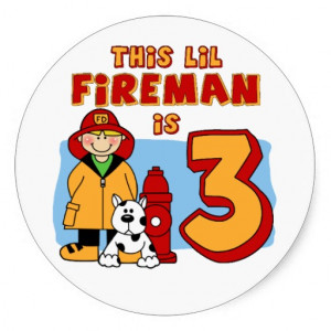 Lil Fireman 3rd Birthday Stickers