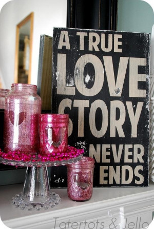 DIY glitter Valentine mason jar votives