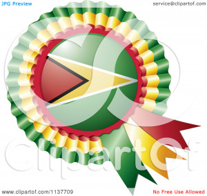 Clipart Of A Shiny Guyana Flag Rosette Bowknots Medal Award - Royalty ...