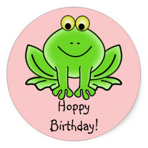Cute Cartoon Frog Hoppy Birthday Funny Greeting Sticker