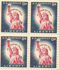 Statue of Liberty Set of 4 x 8 Cent US Postage Stamps NEW . $6.60 ...