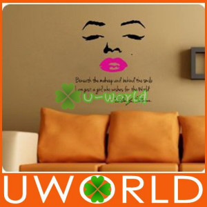 Marilyn Monroe Wall Decor Quote Face PINK Lips Art Vinyl Lettering ...