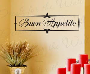 BUON Appetito Vinyl Wall Decal Italian Kitchen Words Quote Sticker ...