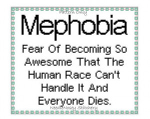 Funny Cross Stitch Pattern, Instant Download, PATTERN ONLY - Mephobia ...