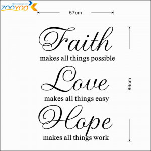 Faith Love Hope English Quote Wall Stickers Home Decor Creative Wall ...