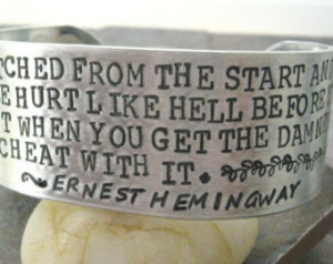 Hemingway Quote Bracelet, approx 1 inch wide, aluminum cuff ...