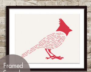 Cardinal Bird - (Word Bird Series A ) Art Print (Featured in Barberry ...