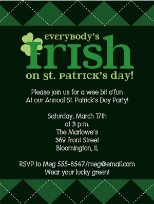 Shop our Store > Everybody's Irish on St Patricks Day Invitations