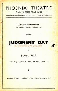 Programme for 'Judgment Day' by Elmer Rice at the Phoenix Theatre in ...