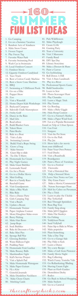160 Summer Fun List Ideas! No Boring Summers Anymore
