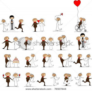 Set Wedding Pictures Bride And Groom Love The Vector Stock