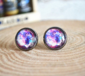 Galaxy Stud Earrings, Colorful Galaxy Earrings Jewelry , Nebula Space ...