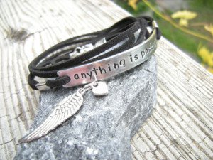Anything is Possible Bracelet, Stamped Wrap Bracelet, Personalized ...