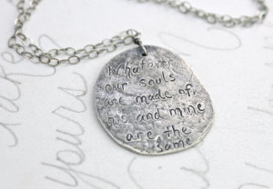sterling silver quote necklace . wuthering heights love quote necklace ...