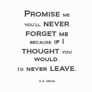 Promise me you’ll never forget me because if I thought you would I ...