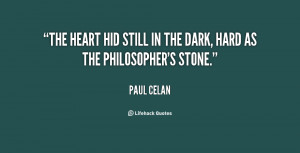 The heart hid still in the dark, hard as the Philosopher's Stone ...