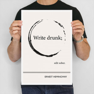 Literary Quote print, Ernest Hemingway Art Poster, Illustration ...