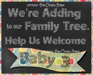 Baby #3 Third Baby Pregnancy Announcement Photo Prop Faux-Chalkboard ...