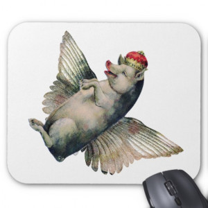 Funny vintage Flying Pig! Mouse Pad