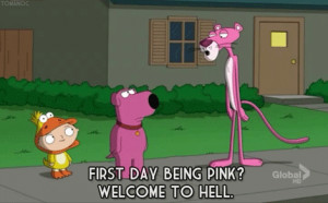 ... guy, funny, hell, lol, pink, pink family guy, pink panther, text