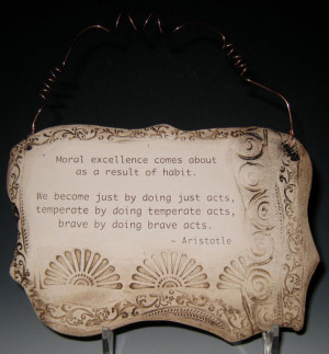 Inspirational Aristotle Quote Ceramic Plaque - Sepia