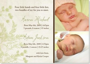 Double Trouble | Twins Birth Announcement Wording300