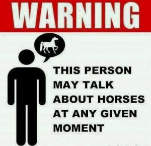 Warning! This person may talk about horses at any given moment.