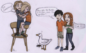 Jace and Annabeth vs The Spider and The Duck by Deesney