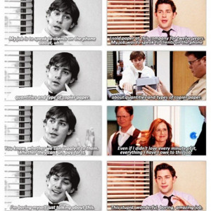 Jim Halpert on his first and last day in the office.